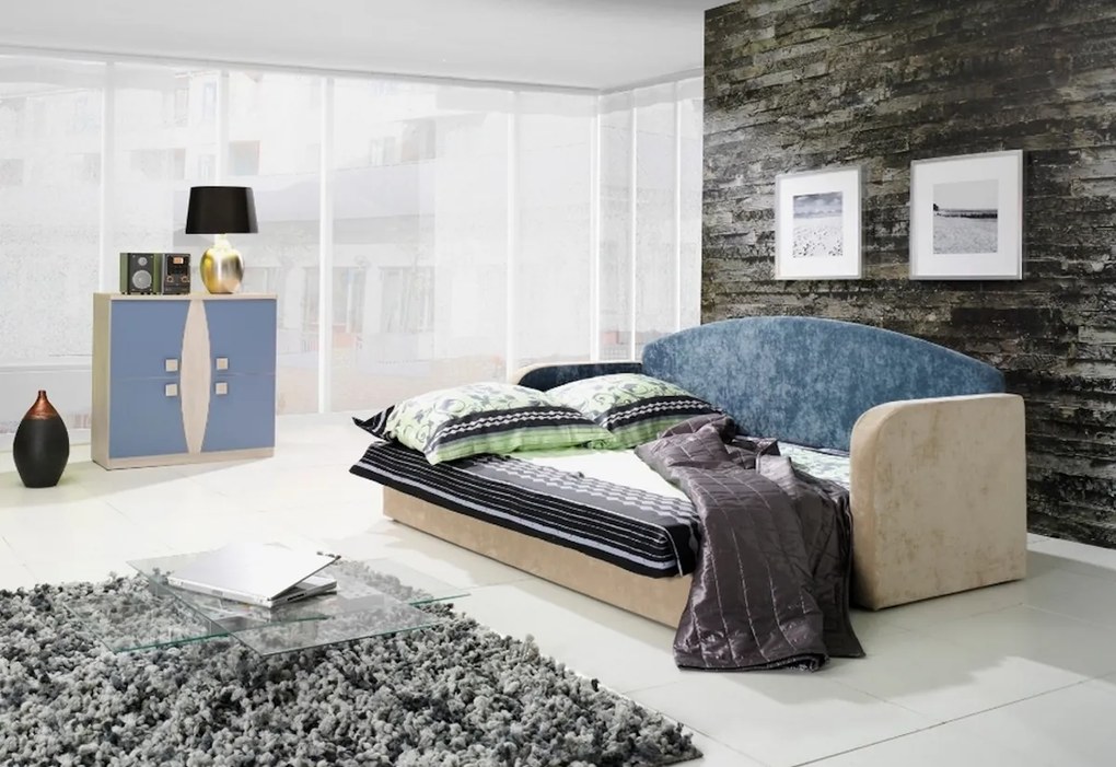 Supermobel Canapea extensibilă TENUS, 86x208x75, Stejar santana/violet (ibiza03/ibiza21)