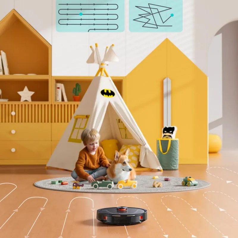 Aspirator robot Honiture V8 Pro CRV549, 5000 Pa, 290 ml, 180 min, Curatare uscata/umeda, 3 viteze, Moduri automate, Zone, Comanda vocala, Honysmart, Negru