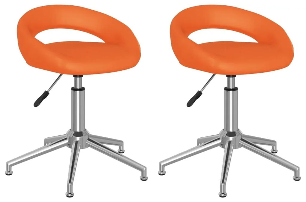 333326 vidaXL Scaune de bucătărie pivotante 2 buc. portocaliu piele ecologică