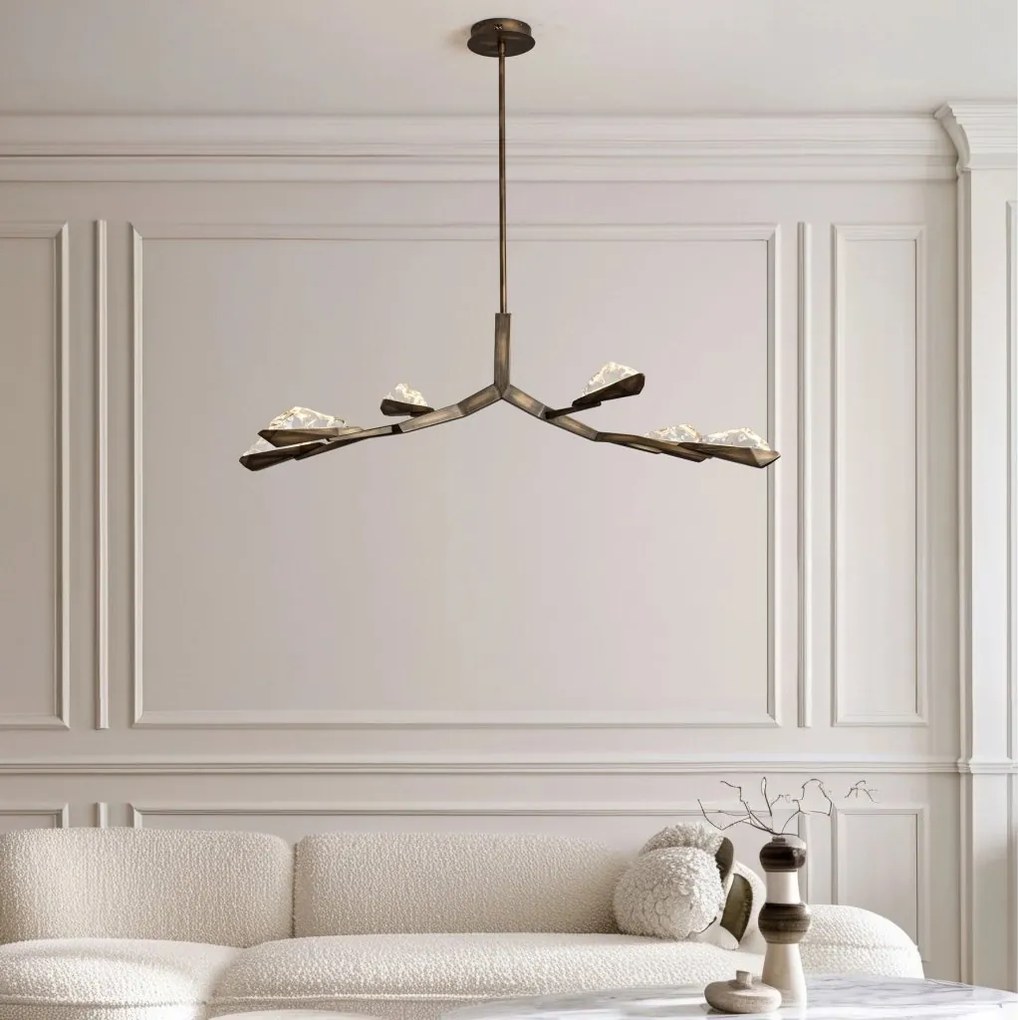 Lustra LED alama antic cu sticla lucrat manual GRETA 34W