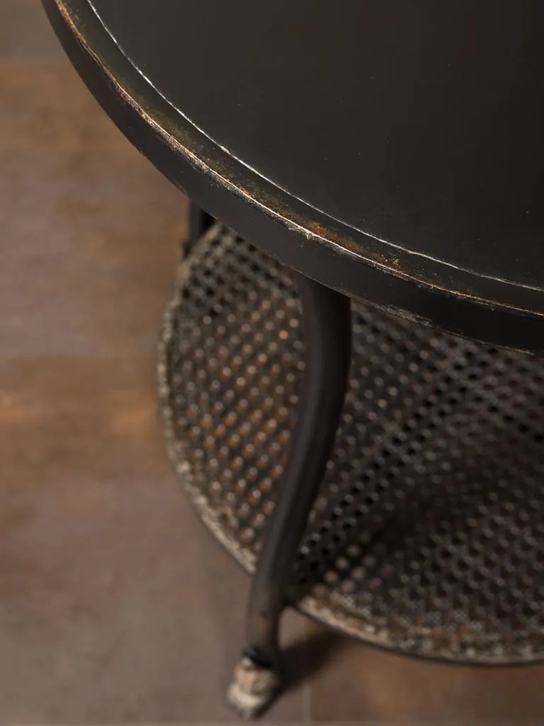 Masuta laterala, din metal, cu aspect vintage, Henri