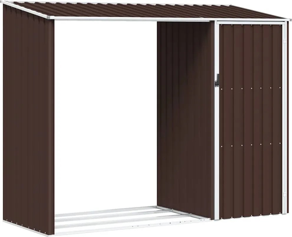 vidaXL Șopron de grădină lemne de foc maro 245x98x159 cm oțel zincat