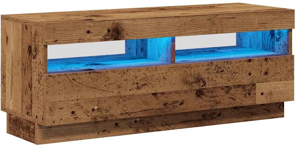 vidaXL Dulap TV cu lumini LED lemn vechi 100x35x40 cm lemn prelucrat