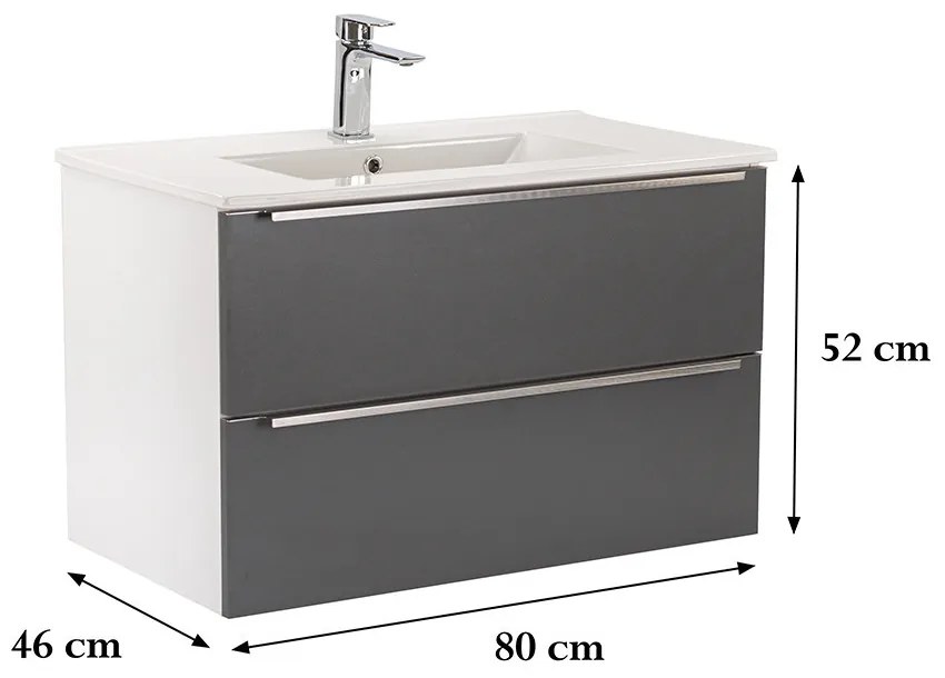 Dulap inferior Vario Trim 80 cu lavoar alb-antracit