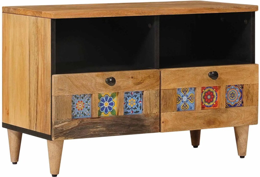 vidaXL Cabinet TV cu raft natural 70 x 33 x 46 cm Lemn de mango solid