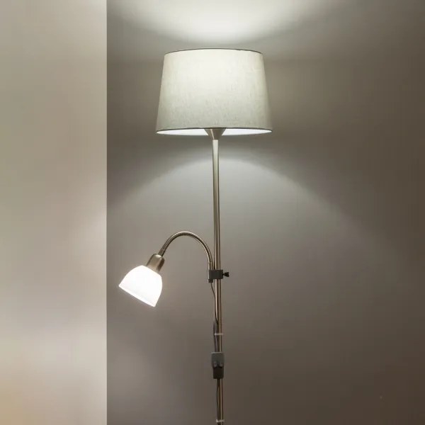 Brilagi - Lampadar CERIA 2 în 1 1xE27/100W/230V + 1xE14/25W crom mat/gri
