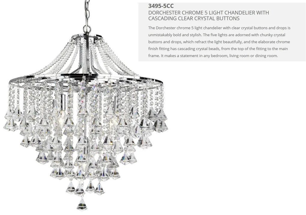 Lustra cristal design LUX Dorchester 5L 3495-5CC SRT