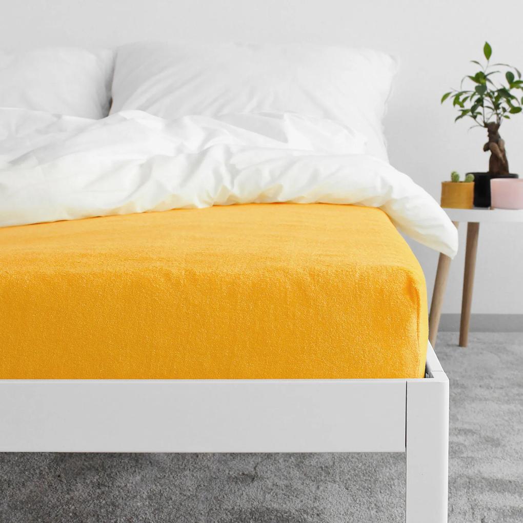 Goldea cearceafuri de pat din terry cu elastic - mango 200 x 220 cm