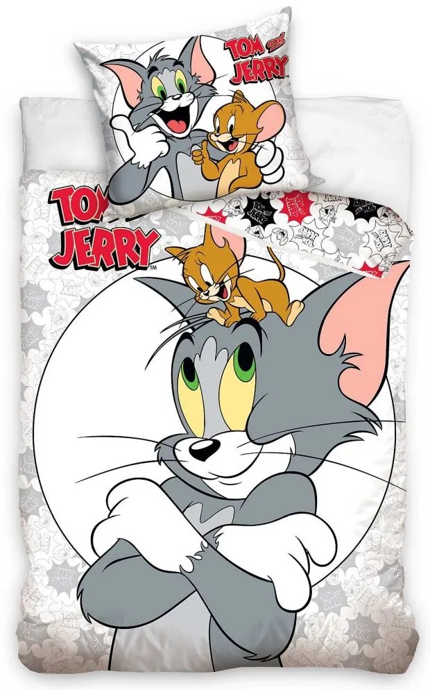 Lenjerie de pat frumoasă pentru copii TOM AND JERRY 2 părți: 1buc 160 cmx200 + 1buc 70 cmx80