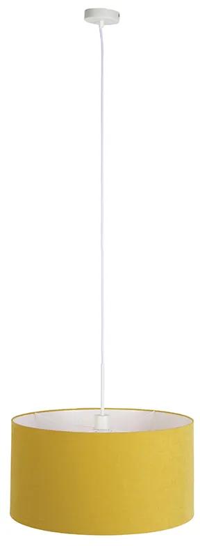 Lampă suspendată albă cu abajur galben 50 cm - Combi 1