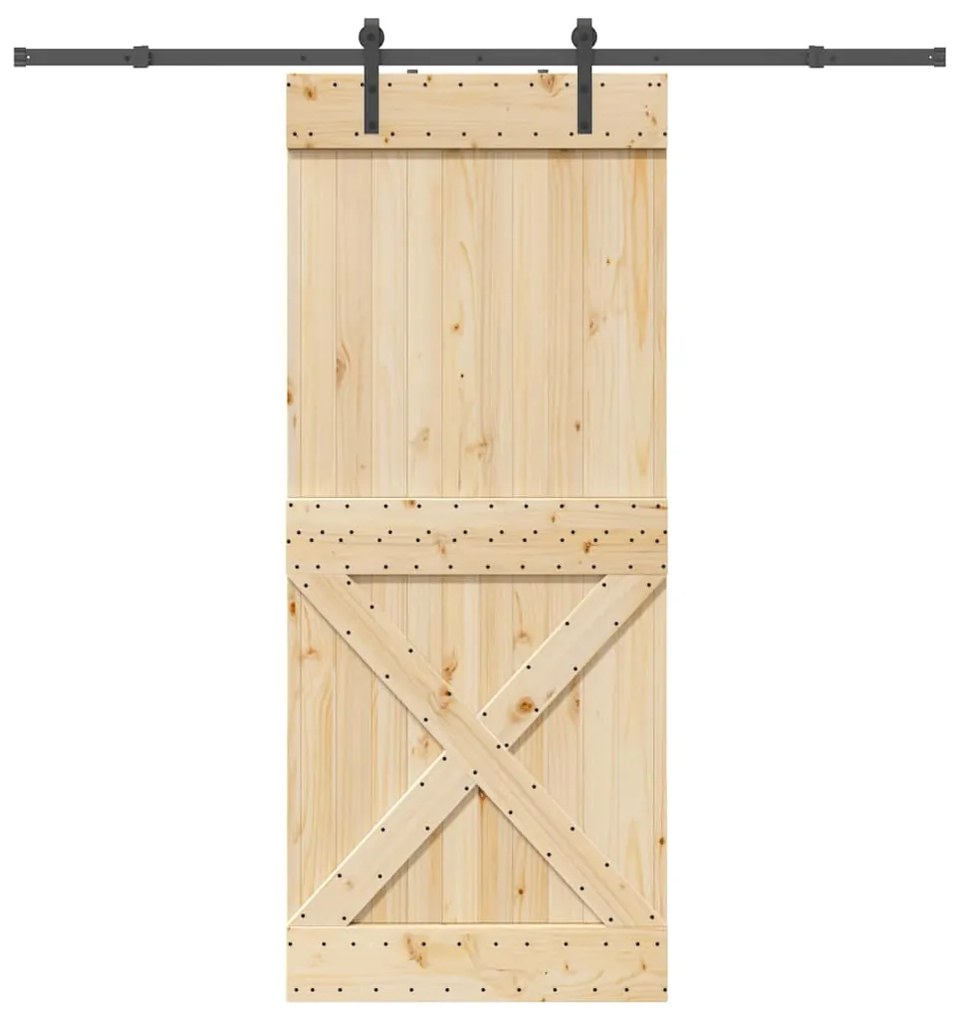 vidaXL Ușă glisantă cu set de feronerie 95x210 cm, lemn masiv de pin