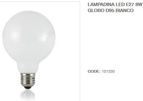 Bec LED E27 8W GLOBO D95 BIANCO 3000K 101330