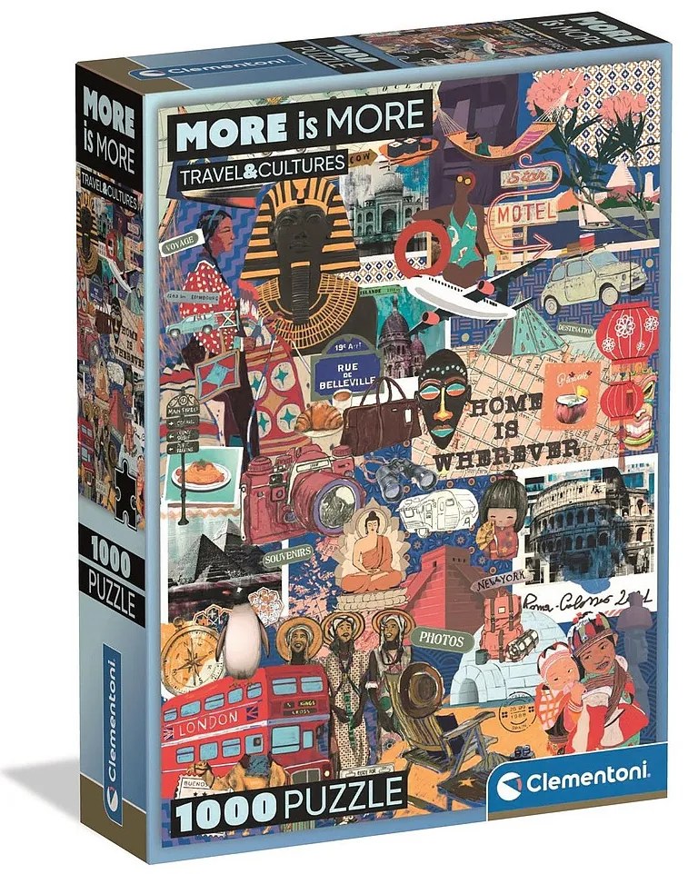 Colorat Cultures Puzzle Compact de călătorie cu 1000 de piese Clementoni