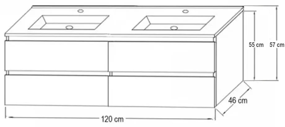 Mobilier de baie Porto 120 inferior cu lavoar în culoarea stejarului Sonoma