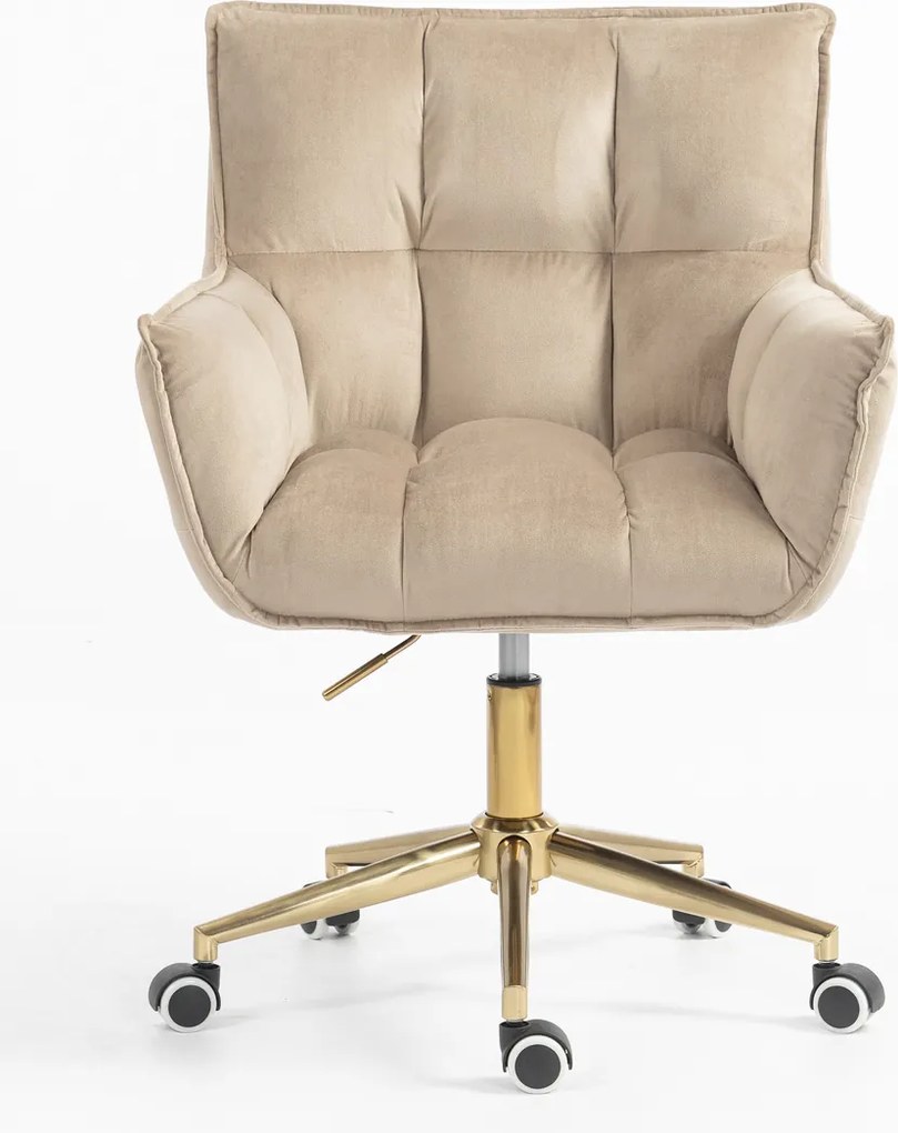 HR560K Scaun Catifea Latte cu Bază Aurie