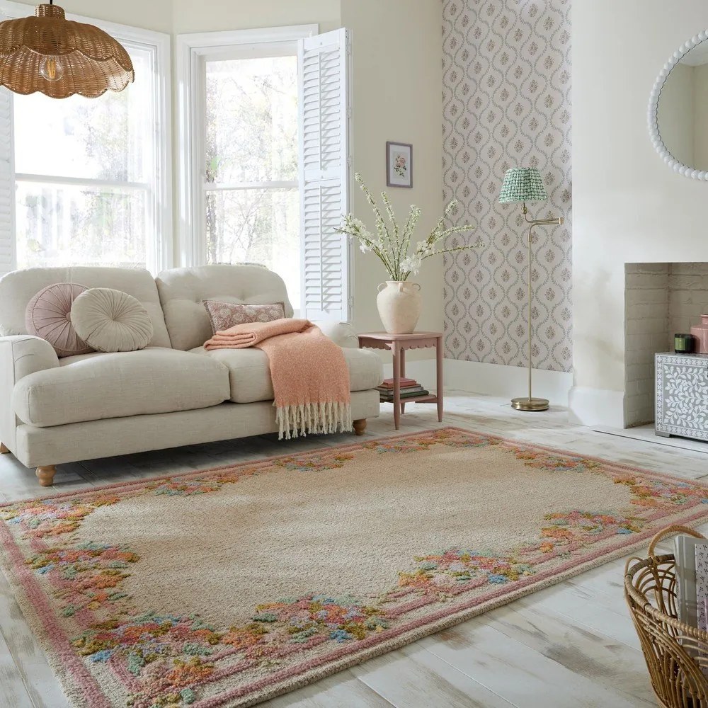 Covor țesut manual din lână 140x200 cm Elise Floral – Flair Rugs