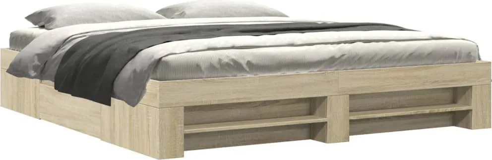 vidaXL Cadru pat fără saltea stejar sonoma, 180x200cm, lemn prelucrat