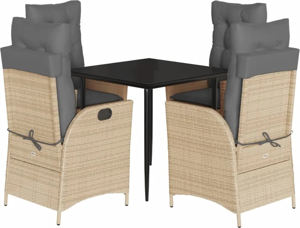 vidaXL Set mobilier de grădină cu perne, 5 piese, bej, poliratan