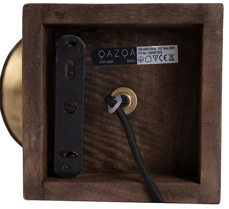 Spotlight industrial de plafon din bronz cu lemn 18 cm - Mangoes