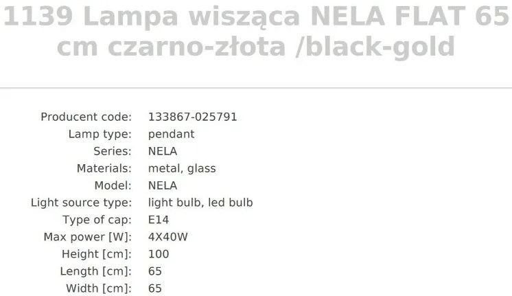 Lustra design modern Nela negru, auriu 65cm