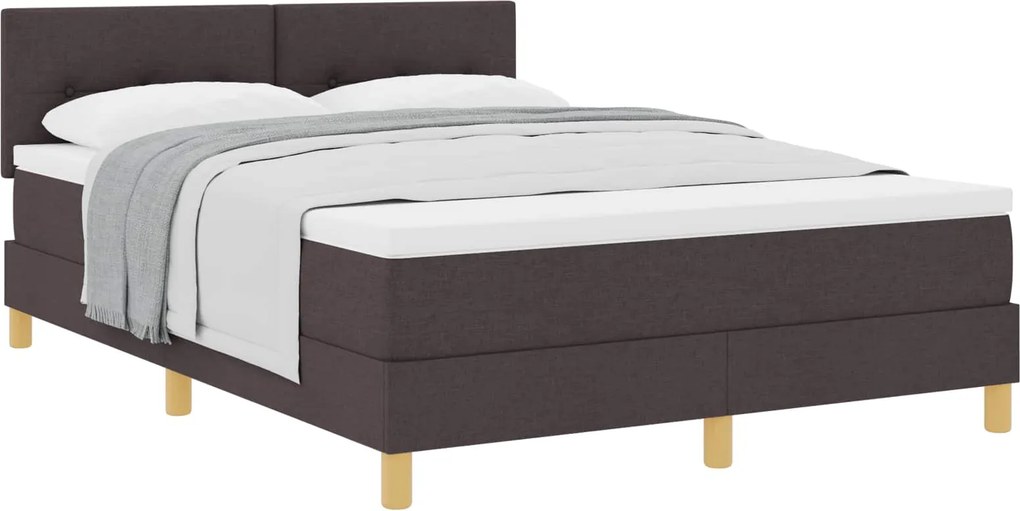 vidaXL Pat cu arcuri cu saltea Maro închis 140 x 200 cm țesătură