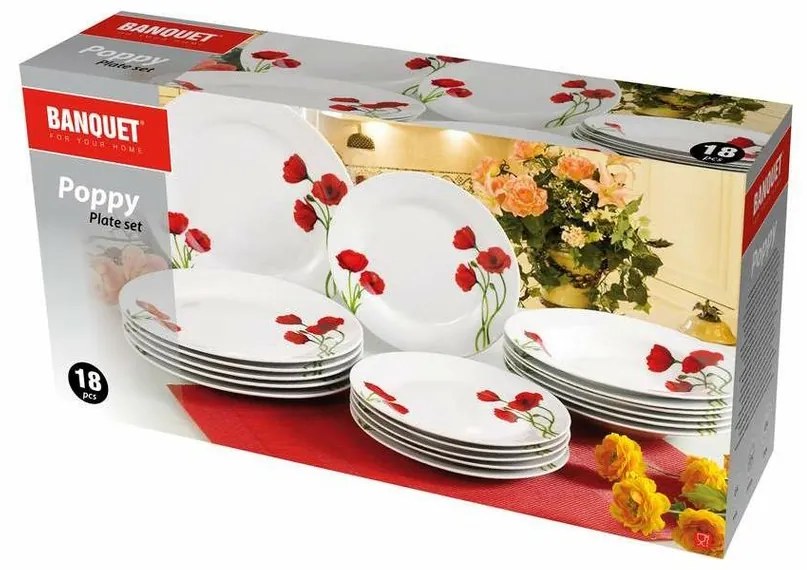 Set farfurii BANQUET Red Poppy 18 piese