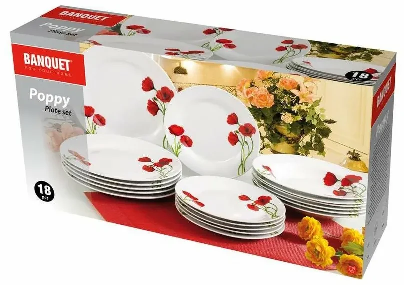 FaB Blanch (Red) - FAB400 3枚セット Set farfurii BANQUET Red Poppy 18 piese | BIANO