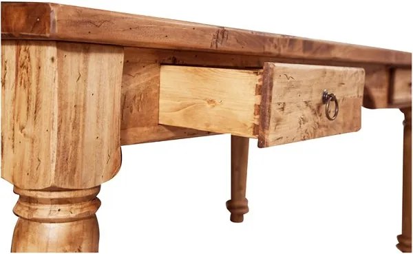 Birou, L184 92 H78 cm, 2 sertare, natur antichizat, lemn masiv