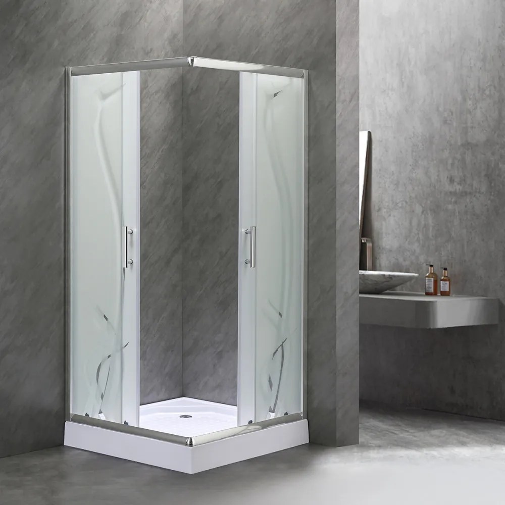 Cabină de duș pătrată Spirit BAMBOO 90x90, cu cădiță de duș acrilică armată