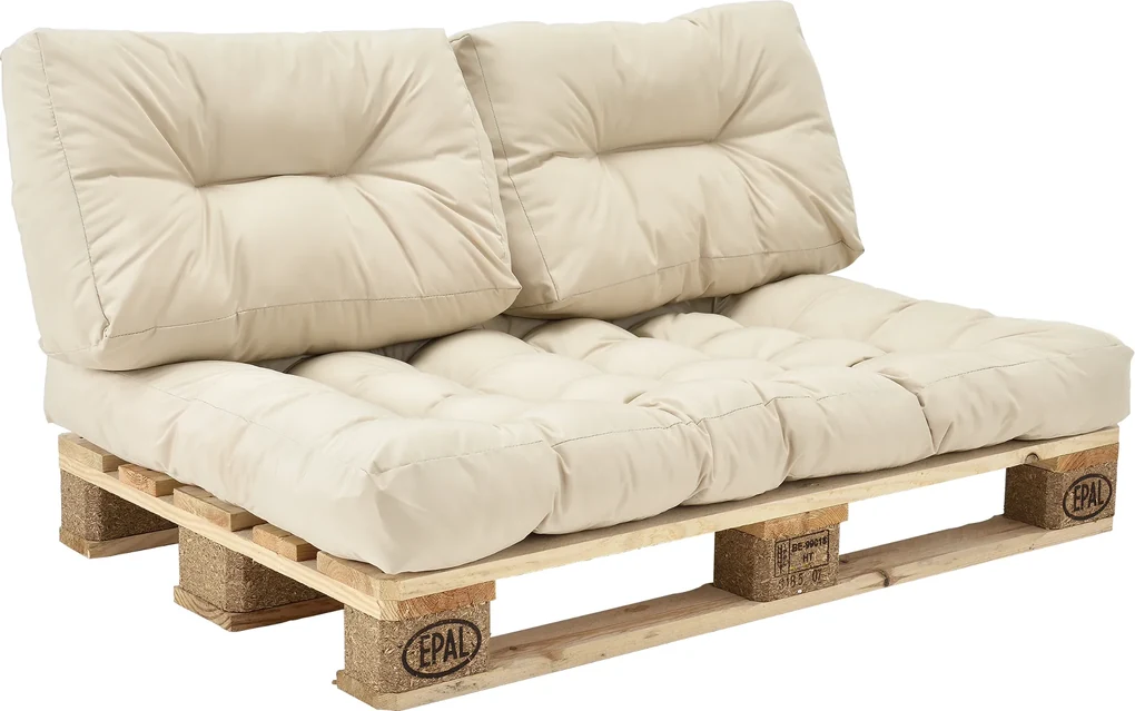 [en.casa]® Set Louisa perne interior Model B- canapea paleti -  1x perna sezut + 4 x perne spate - bej