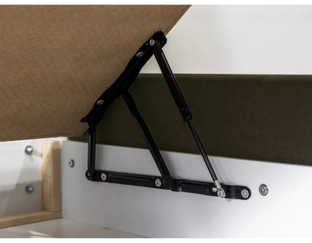 Pat matrimonial 160x200 cm verde închis tapițat cu spațiu de depozitare cu somieră Jade – Bobochic Paris