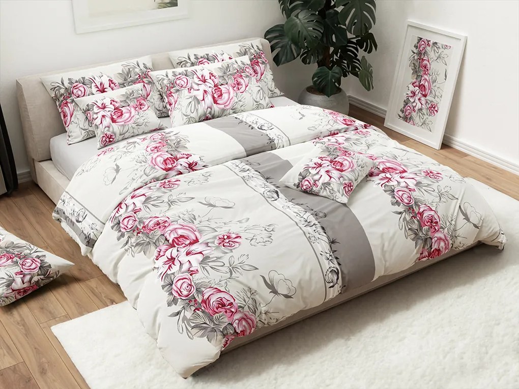 Lenjerie de pat din bumbac LILY ROSE gri Dimensiune lenjerie de pat: 70 x 90 cm | 140 x 200 cm