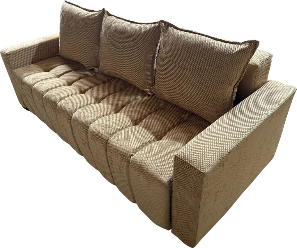 Canapea ZARA extensibila, 3 locuri, cu lada de depozitare, stofa bej auriu , 220x95x80 Bej Auriu, Stofa, 220 cm