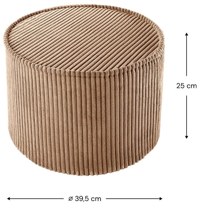 Puf de copii maro cu tapițerie din catifea reiată – Wigiwama