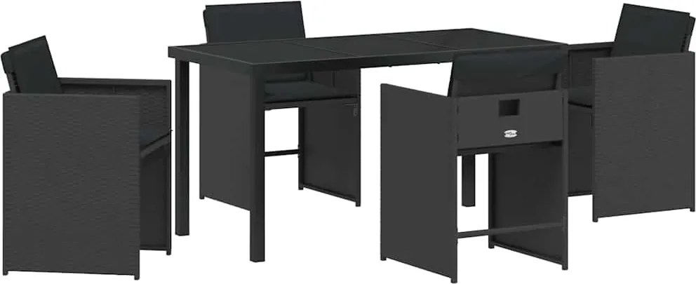 vidaXL Set de masă pentru grădină 5 pcs Negru poliratan