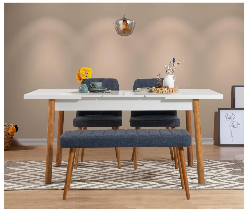 Set mobilier sufragerie Dobuse 2 (pin atlantic + Albastru marin) (pentru 4 persoane). 1093775