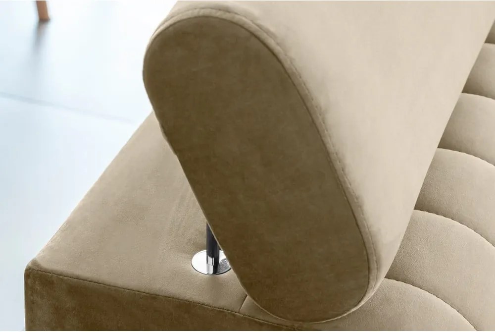 Canapea maro deschis extensibilă cu tapițerie din catifea 261 cm Laurence – ELTAP