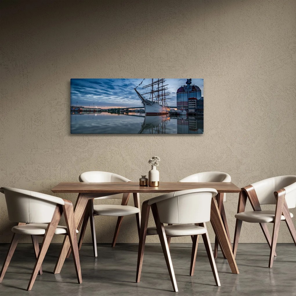 Tablou cu barcă cu pânze (120x50 cm)