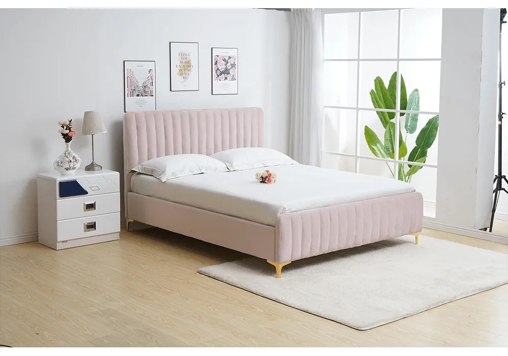 Pat, roz/gold crom auriu mat, 160x200, KAISA Pat, roz/gold crom auriu mat, 140x200, KAISA