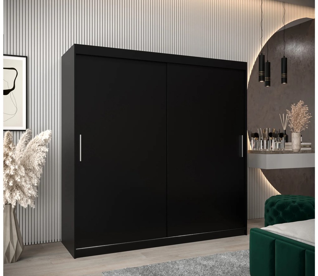Dulap de haine 200 cm Toki (negru mat + negru mat). 1064850