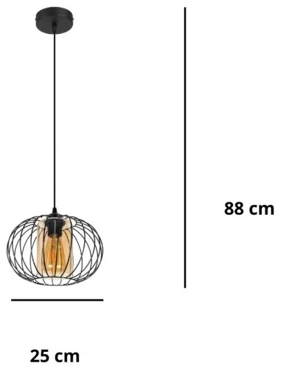 Lustră pe cablu CORRINI 1xE27/60W/230V d. 25 cm negru/bej