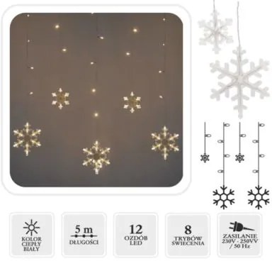 Lanț luminos 156LED 5m alb cald Snowflakes