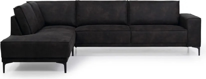 Colțar gri antracit cu tapițerie din imitație de piele (colț pe partea stângă ) Copenhagen – Scandic