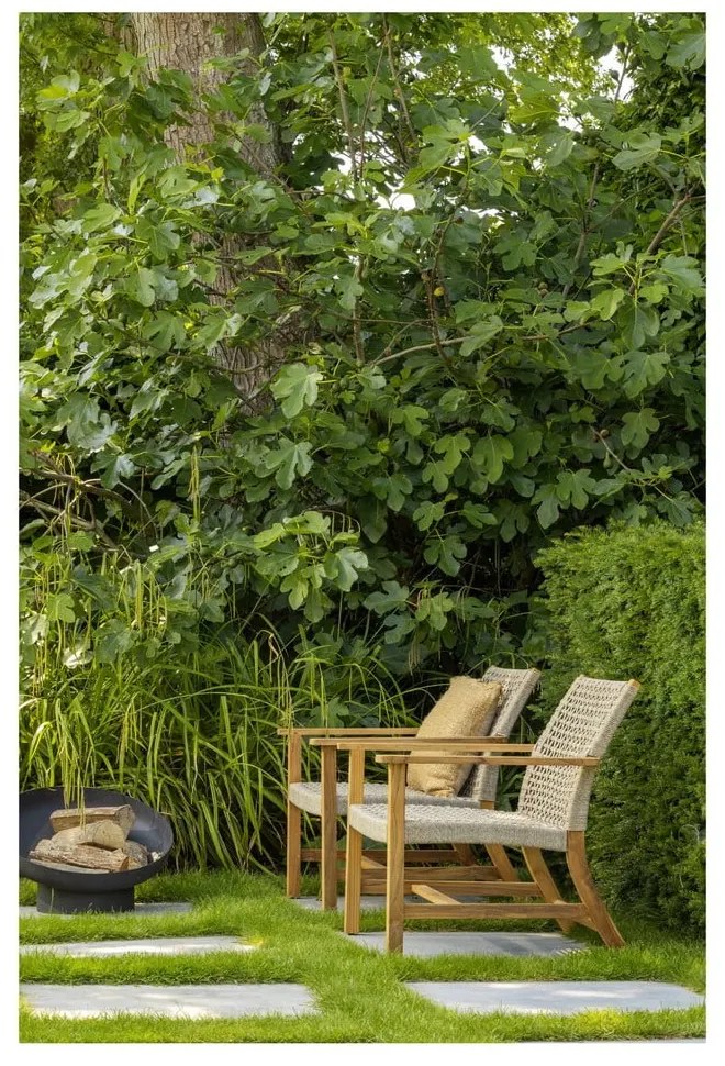 Fotoliu de grădină bej/în culoare naturală din lemn masiv Copper – Exotan