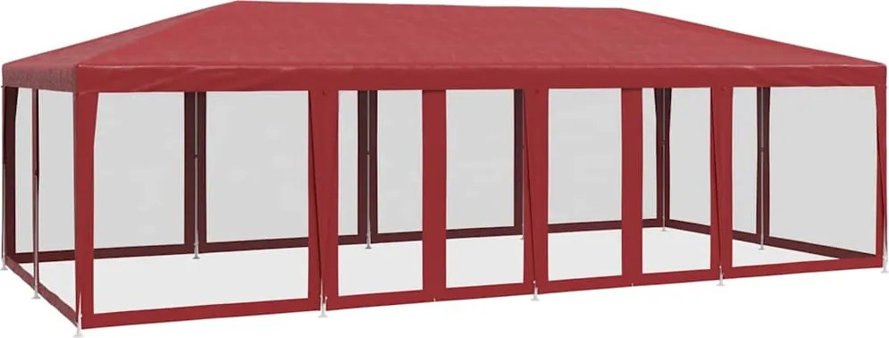 vidaXL Cort de petrecere cu 12 pereți din plasă, roșu, 8x4 m, HDPE