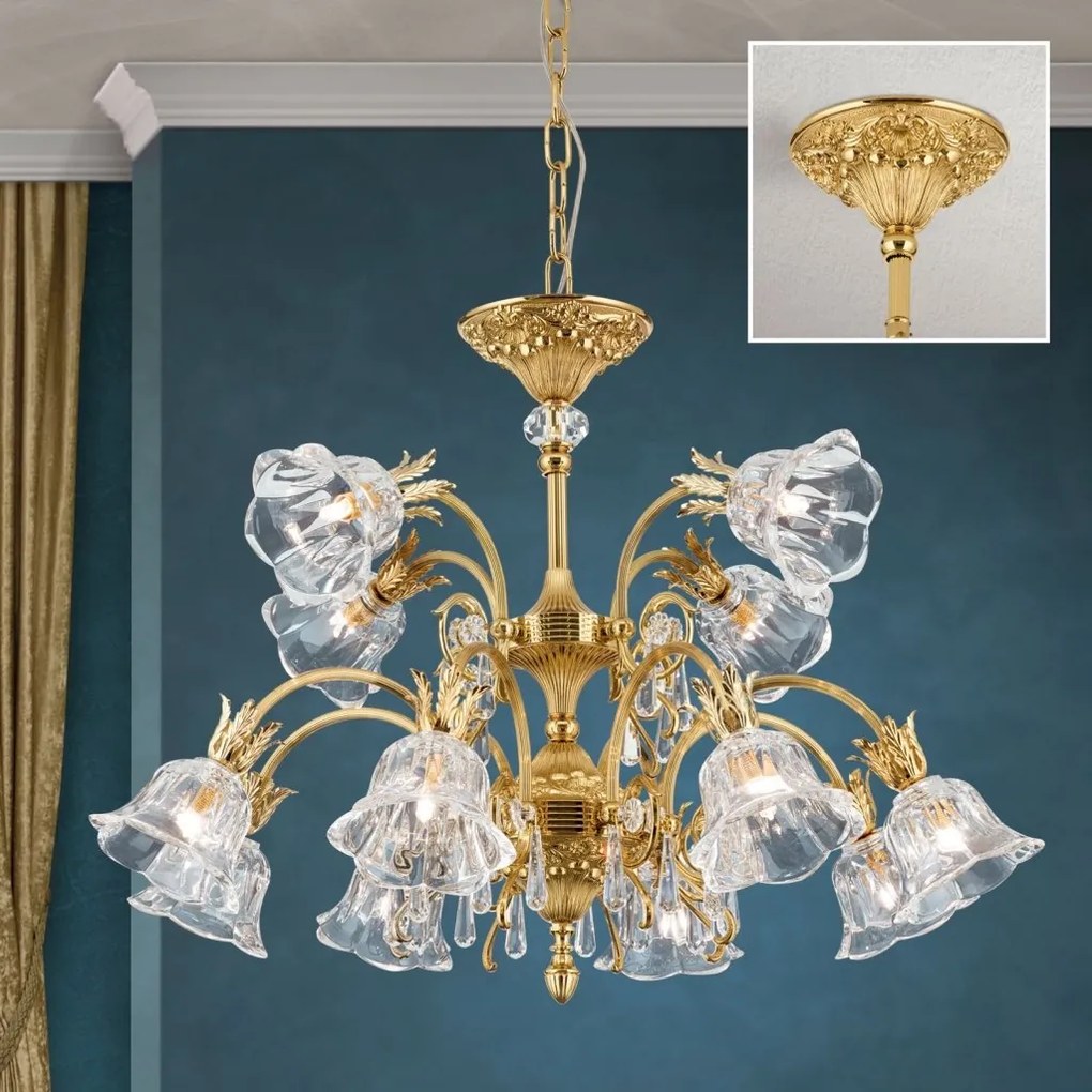 Candelabru cristal design lux LA BOHEME D-76cm 12L gold plated