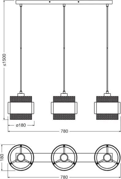 Osram - Candelabru suspendat pe cablu DECOR HORNET 3xE27/10W/230V negru/auriu