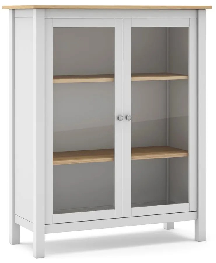 Vitrină alb/natural din lemn de pin 90x110 cm Misti – Marckeric
