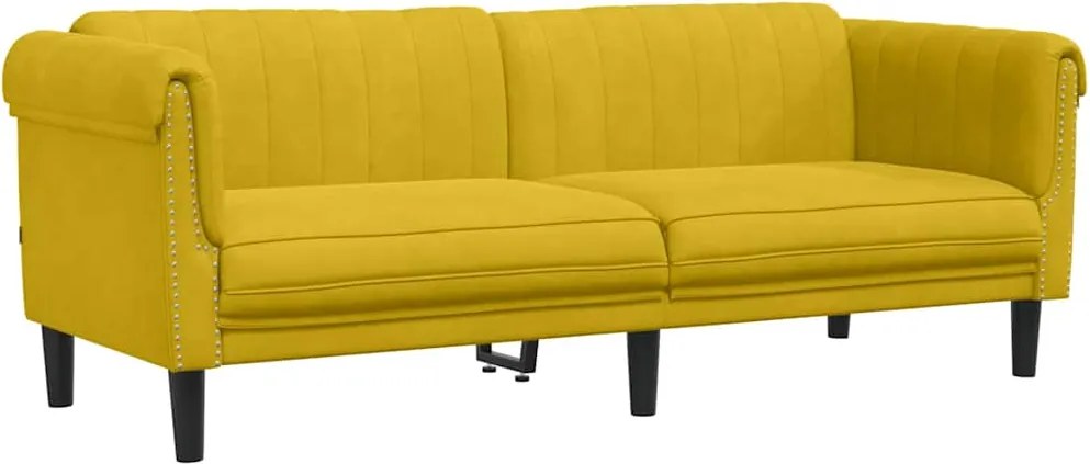 vidaXL Canapea cu 3 locuri, galben, catifea