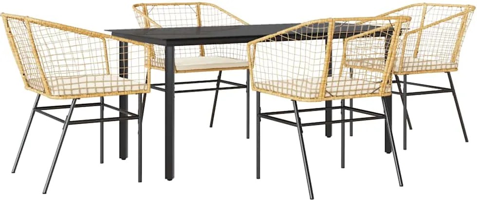 vidaXL Set mobilier de grădină cu perne 5 piese maro sticlă polirattan